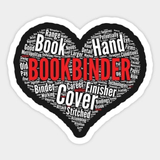 Bookbinder Heart Shape Word Cloud Design product Sticker